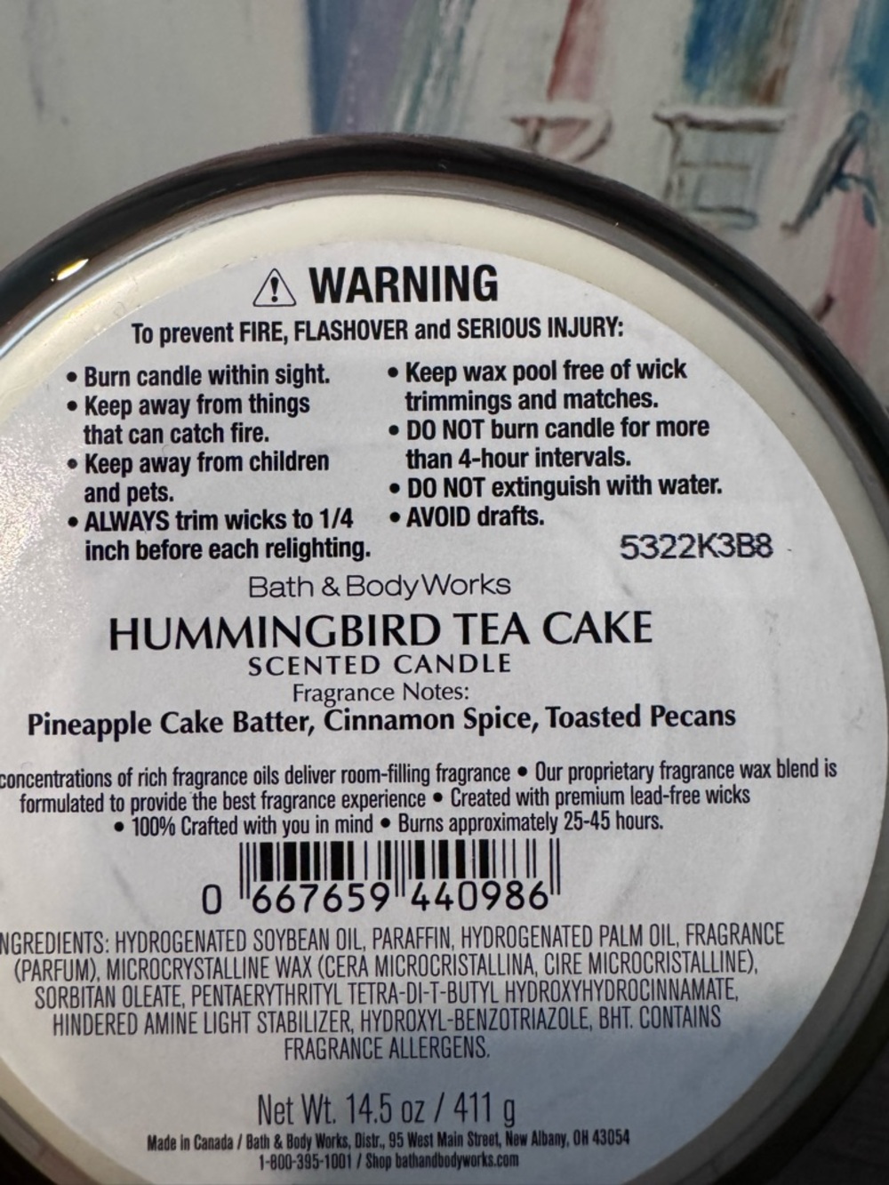 Hummingbird Tea Cake Candle - Picture 3 of 3